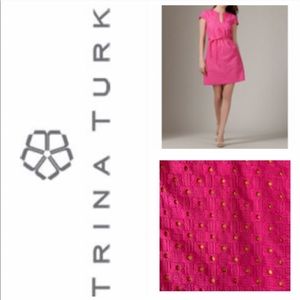Trina Turk Pandora Fuchsia Eyelet Dress Sz 8